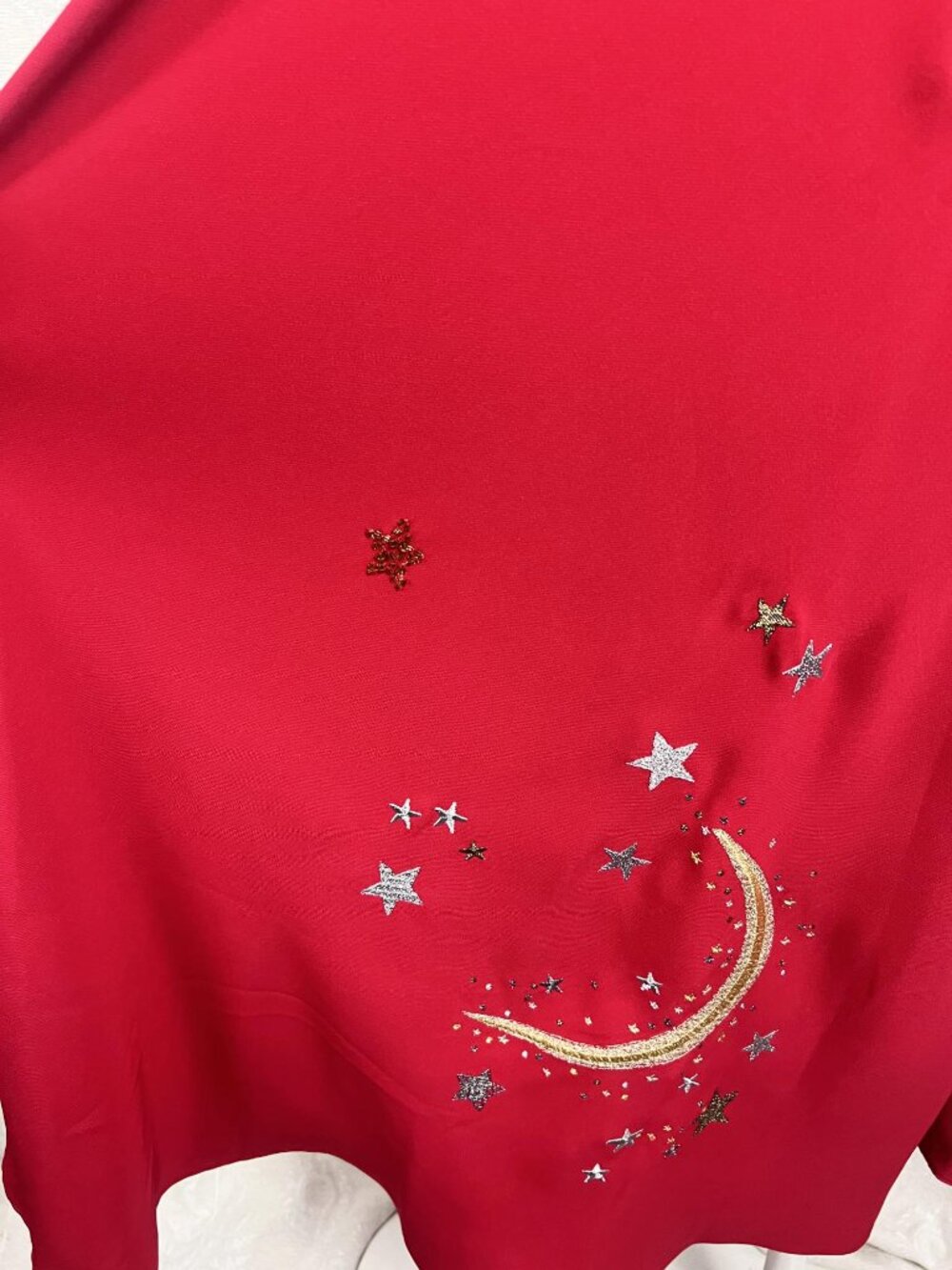 RIXO London Margo red embroidered celestial midi dress retro 40s glamour stars M - Picture 5 of 13